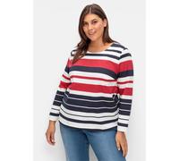 Sheego Streifenshirt aus Baumwolle 38 rot-marine-gestreift