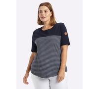Sheego Streifenshirt im figurbetonten Schnitt 40/42 tiefblau-weiß-geringelt