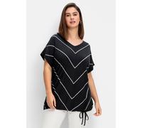 Sheego Streifenshirt mit Bindeband am Saum 48/50 schwarz-weiß