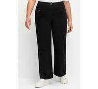 Stretch-Hose SHEEGO "Große Größen", Damen, Gr. 52, Normalgrößen, schwarz, Obermaterial: 98% Baumwolle, 2% Elasthan, unifarben, casual, figurbetont lang, Hosen, im Curvy-Schnitt ANNE (32479754-52) schw