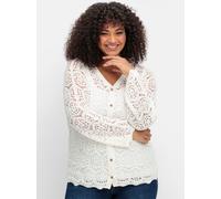 Strickjacke SHEEGO BY JOE BROWNS, Damen, Gr. 48/50, weiß (sanftes weiß), 50% Baumwolle, 50% Polyacryl, unifarben, Strickjacken Strickjacke (28624060-48) sanftes weiß