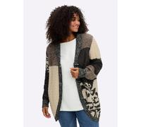 Cardigan SHEEGO BY JOE BROWNS, Damen, Gr. 52/54, schoko, champagner, gemustert, 85% Polyacryl, 15% Wolle, gemustert, mehrfarbig, Strickjacken (51240608-52) schoko, champagner, gemustert