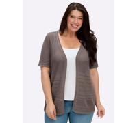 Sheego Strickjacke in Ajourstrick 50 taupe
