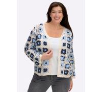 Sheego Strickjacke in Häkel-Optik 40/42 ecru-jeansblau