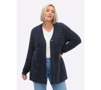 Sheego Strickjacke in langer Form mit Druckknopf 52/54 tiefblau