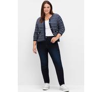 Sheego Strickjacke mit Glitzerstreifen 56/58 blau gemustert