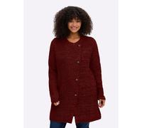 Sheego Strickjacke mit überlappender Knopfleiste 52/54 bordeaux-meliert