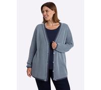 Sheego Strickjacke mit V-Ausschnitt 52/54 eisblau-rauchblau