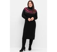 Sheego Strickkleid mit Norweger-Muster 46 schwarz