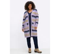 Sheego Strickmantel mit Blockstreifen 48/50 flieder-taubenblau-geringelt