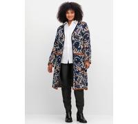 Sheego Strickmantel mit Jacquardmuster 44/46 nachtblau-gemustert