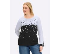Sheego Strickpullover mit geschlitzten Ärmeln 42 schwarz-weiß