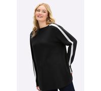 Strickpullover SHEEGO "Pullover", Damen, Gr. 40/42, schwarz, ecru, 50% Viskose, 28% Polyester, 22% Polyamid, unifarben, Pullover Strickpullover (12587756-40) schwarz, ecru