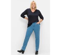 Pullover aus leichtem Strick, mit V-Ausschnitt, tiefblau, Gr.52/54