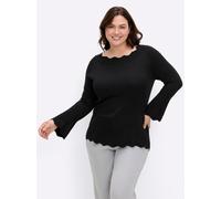Sheego Strickpullover mit Wellenkanten 36 schwarz