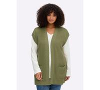 Sheego Strickweste mit Zopfmuster vorne 44 schilf