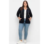 Sheego Sweatjacke in Waffelpiqué-Struktur 40/42 nachtblau
