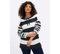 Sheego Sweatshirt im Streifen-Mix 44/46 tiefblau-ecru-geringelt