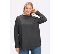 Sweatshirt SHEEGO, Damen, Gr. 40/42, schwarz (schwarz, ecru, gemustert), 80% Polyester, 16% Viskose, 4% Elasthan, gemustert, mehrfarbig, Sweatshirts Sweatshirt (53437802-40) schwarz, ecru, gemustert
