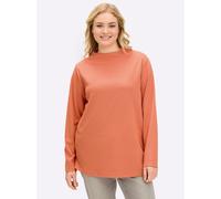 Sheego Sweatshirt mit Fischgrät-Jacquardmuster 56/58 kirsche-orange-gemustert