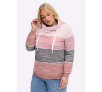 Sheego Sweatshirt mit überlappendem Rollkragen 40 rosenholz-hellrosé-bedruckt