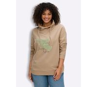 Sheego Sweatshirt mit überlappendem Rollkragen 46 beige-eucalyptus-bedruckt