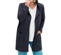 Sheego Sweatshirtjacke Jacke Damen Kapuze V-Ausschnitt Langarm tiefblau Baumwolle GOTS