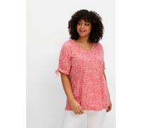 Sheego T-Shirt im Doppelpack, mit Tunnelzug am Ärmel 44/46 schwarz+hummer gemustert