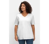 Sheego T-Shirt mit doppellagigem Vorderteil 52/54 weiß