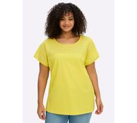 Sheego T-Shirt mit Lochspitze 52/54 limone