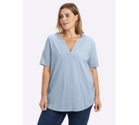Sheego T-Shirt mit offenem V-Schlitz 56/58 hellblau