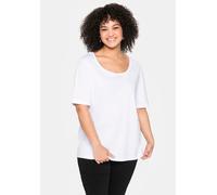 Sheego T-Shirt mit tiefem Rundhalsausschnitt 40/42 weiß