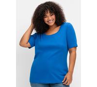 Sheego T-Shirt mit tiefem Rundhalsausschnitt 52/54 kobaltblau