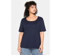 Sheego T-Shirt mit tiefem Rundhalsausschnitt 56/58 marine