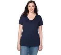 Sheego T-Shirt mit V-Ausschnitt, Rippqualität 40/42 marine