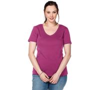 Sheego T-Shirt mit V-Ausschnitt, Rippqualität 52/54 magenta