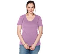 Sheego T-Shirt mit V-Ausschnitt, Rippqualität 52/54 orchidee