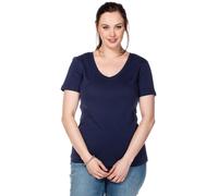 Sheego T-Shirt mit V-Ausschnitt, Rippqualität 56/58 marine