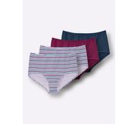 Sheego Taillenslip mit elastischen Abschlüssen, 4er-Pack 44/46 2x gestreift, 1x malve, 1x dunkelblau