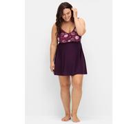 Tankini-Top SHEEGO BY JOE BROWNS, Damen, Gr. 52, Cup D, lila (beere, gemustert), Elasthan, Polyamid, Bikini-Oberteile (72429734-52) beere, gemustert