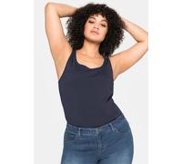 Tanktop SHEEGO, Damen, Gr. 42, blau (marine), 100% Baumwolle, unifarben, Rundhals, Tops Tanktop (11030622-42) marine