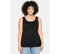 Tanktop SHEEGO, Damen, Gr. 52, schwarz, 100% Baumwolle, unifarben, Rundhals, Tops Tanktop (62367617-52) schwarz