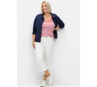 Sheego Tanktop mit Ringeln und Spitzenkante. 46 sorbet pink-ecru