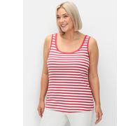 Sheego Tanktop mit Ringeln und Spitzenkante. 54 sorbet pink-ecru