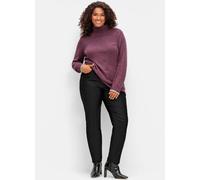 Stretch-Hose SHEEGO "Große Größen", Damen, Gr. 52, Normalgrößen, schwarz, Obermaterial: 76% Viskose, 21% Polyamid, 3% Elasthan, unifarben, modisch, regular fit lang, Hosen, mit Beschichtung, Innenseit