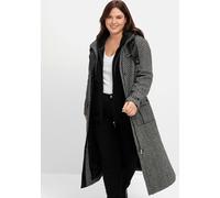 Trenchcoat SHEEGO "Große Größen" Gr. 52, schwarz-weiß (schwarz, weiß) Damen Mäntel (74494505-52) schwarz, weiß