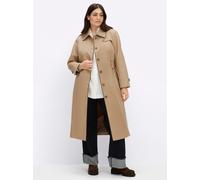 Sheego Trenchcoat mit Kunstleder-Paspeln 56 camel