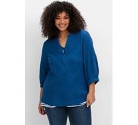 Sheego Tunika aus Musselin, mit V-Schlitz 44 blaubeere