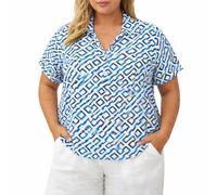 Sheego Tunika Damen Große Größen Bluse Kurzarm Champagner Gemustert V-Ausschnitt Modal