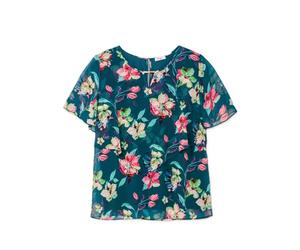 Sheego Tunika Damen Große Größen Chiffon Bluse dunkelpetrol Gemustert Flügelärmel